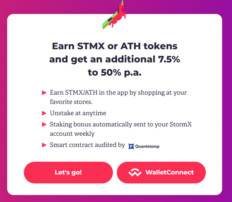StormX (connect using metamask)
